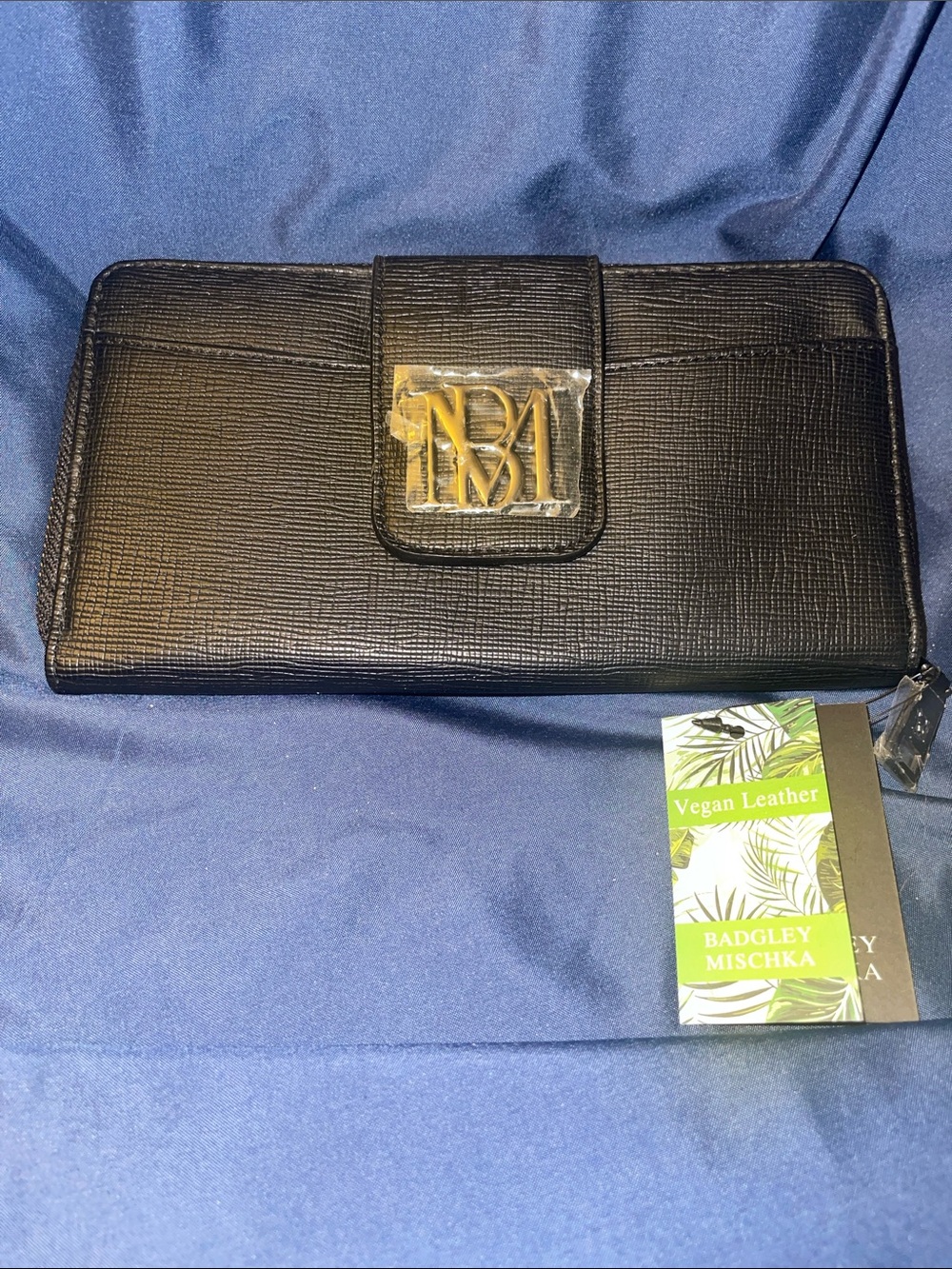 Badgley Mischka Black Vegan Leather Continental Wallet